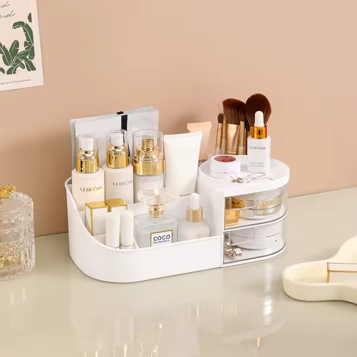 Organizador De Maquillaje Multifuncional Con Cajón Transparente Caja De Almacenamiento Para Cosméticos Y Productos De Cuidado De La Piel Para Mesa De Vestir - 1