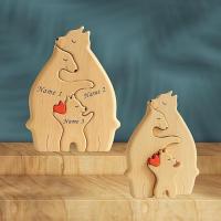 Puzzle De Madera Con Tema De Familia De Oso DIY Decoración Para Escritorio Regalo Para Día De La Madre Figura De Oso Familiar Bonita Y Creativa - details 0