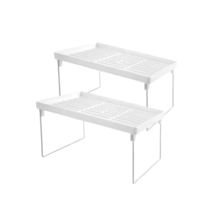 Juego de 2 Estantes Plegables ,Multiuso, Estanteria de Almacenamiento, Estanteria Baño, Apilable, Estanteria Organizador Cocina ,Armario, Encimera ,Oficina, en color Blanco  38,5 x 13,5 x 17 cm - 1