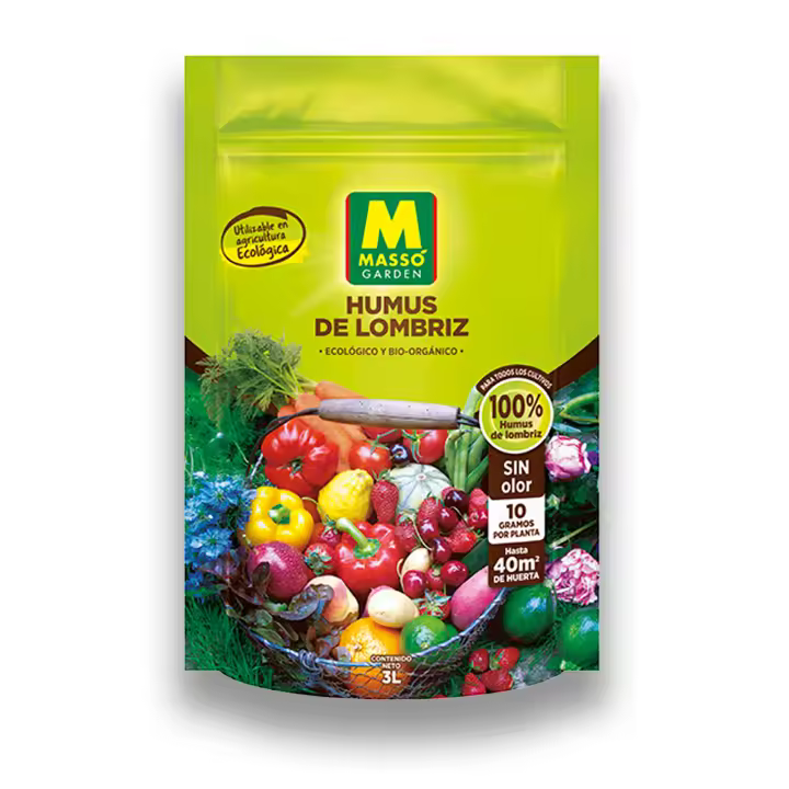 Abono 100% Humus de Lombriz ECOLÓGICO y Bio-Orgánico 3L | MUY EFECTIVO y 100% natural | Liberación lenta y acción duradera | Para aplicar en hasta 40 m2 de Huerta SIN OLOR y sólo es necesario 10 GR por planta ECO | Nexum+Market - 1