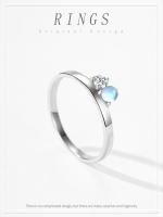 Zenyth anillo de circón de Piedra lunar Redondo de Plata de Ley 925, El regalo perfecto para Vacaciones o Aniversario de Mujeres - details 0