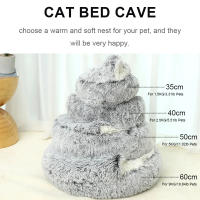 Cama De Gato Redonda De Peluche Suave Con Capucha Cueva Cómoda Para Mascotas Pequeñas Y Perros Pequeños Auto Caliente Anti Ansiedad - details 7