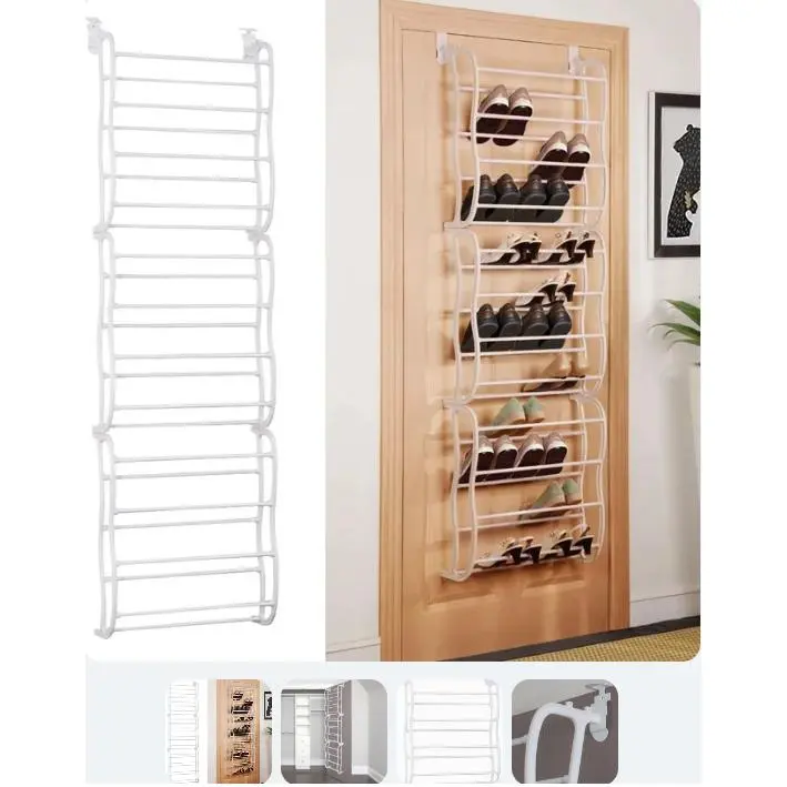 Zapatero Organizador Zapatos Colgante 24 Pares Estanteria Detras Puerta Blanco - 1