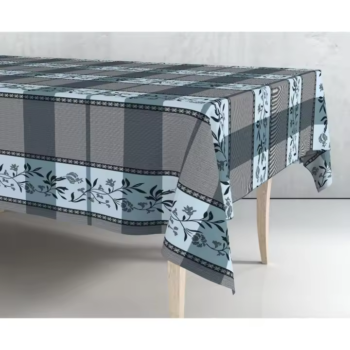 Mantel de hule estampado por metros - Cuadros antiguos azul cenefa 43117-2    mantel por metros; manteles; mantel barato; mantel jardín - 1
