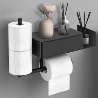 Bugucat Portarrollos para Papel Higiénico, Portarrollos Baño Portarrollo Portarrollos Baño con Caja de Almacenamiento, Portarollos Inoxidable Papel Higiénico, Taladro o Autoadhesivo Instalar - details 5