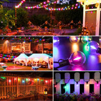 Cadena De Luces RGB 50FT Impermeable G40 Para Jardín Decoración De Navidad Colores Conectables Luces Colgantes Para Exterior - details 6