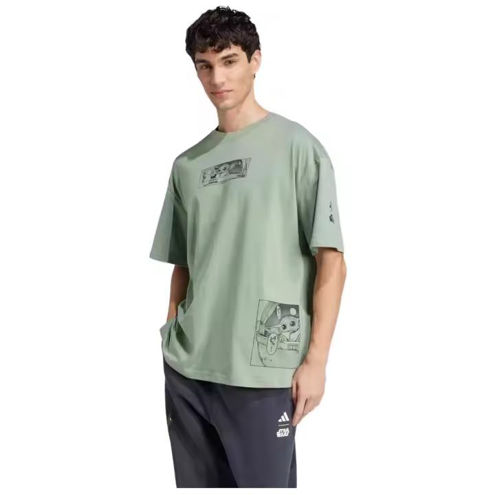 Camiseta de Manga Corta Adidas Star Wars para hombre en color verde - 1