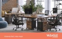 VASAGLE OFC71X - Caja de Escritorio con 2 cajones, Almacenamiento de Documentos con Ruedas, móvil, Compartimento Abierto, Marco de Acero, Estilo Industrial, Marrón Rústico y Negro/Greige y Negro - details 0