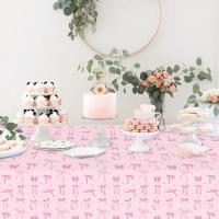 Mantel De Fiesta Coquette Para Mujeres Y Niñas En Rosa Con Lazo Decoración Elegante Para Bodas Y Baños De Luz Fiesta De Cumpleaños Decoración De Mesa Para Ocasiones Especiales - details 5