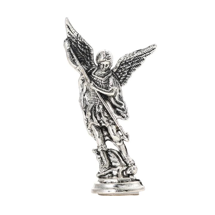 Figura De San Miguel Cristiano El Arcángel Venciendo Al Diablo Estatua Protectora De Zinc Aleación Para Decoración De Hogar Y Escritorio