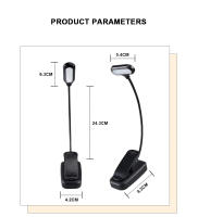 Lámpara LED Mini Para Libros Potenciada Por Batería Tableta Flexible Lectura Portátil Para Dormitorio Luz Nocturna Clip-On - details 4