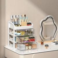 Organizador de maquillaje para tocador, organizador de encimera grande con cajones, almacenamiento de cosméticos para el cuidado de la piel, pinceles, sombras de ojos, lociones, lápiz labial, esmalte de uñas. Ideal para tocador, baño, dormitorio. - details 3