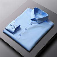 Camisa Larga Para Hombre Casual Y Moda Color Sólido No Hierro Y Resistente a Arrugas Top De Negocios Estilo Turn-down Collar - details 7