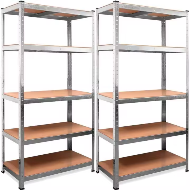 Set de 2 Estanterías Metálicas Galvanizadas - 875Kg 5 Baldas - Medidas 180 x 90 x 40cm - 1