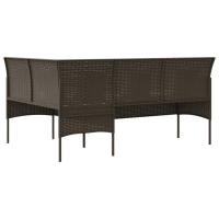 vidaXL Sofá en forma de L con cojines ratán sintético marrón - details 4