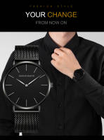 Reloj De Negocios Para Hombre Hannah Martin Movimiento Japonés De Cuarzo Acero Inoxidable Ultrafino Estilo Casual Plata Negra - details 14
