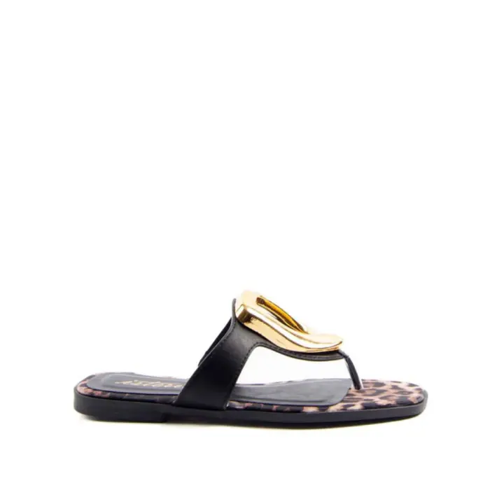 Sandalias planas de Mujer ISTERIA 25099 001 ESCLAVA ADORNO METAL NEGRO 36024 25V - 1