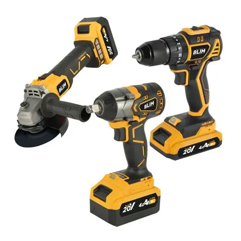 Blim pack 20v taladro + llave impacto + radial s/carbones - 2 baterias 4ah - color varios - 1