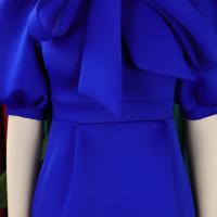 Vestido Elegante De Fiesta Para Mujer 2024 Con Cuello Con Lazo Manga Corta Cintura Alta A-Line Plisado Hasta El Tobillo Vestido De Cumpleaños - details 21