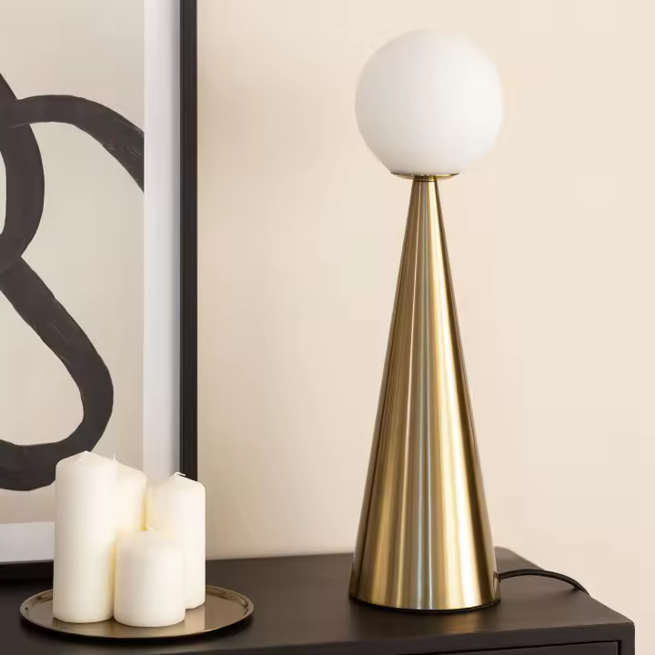 Ledkia Lámpara de Mesa Metal y Cristal Hipias Dorado - 1