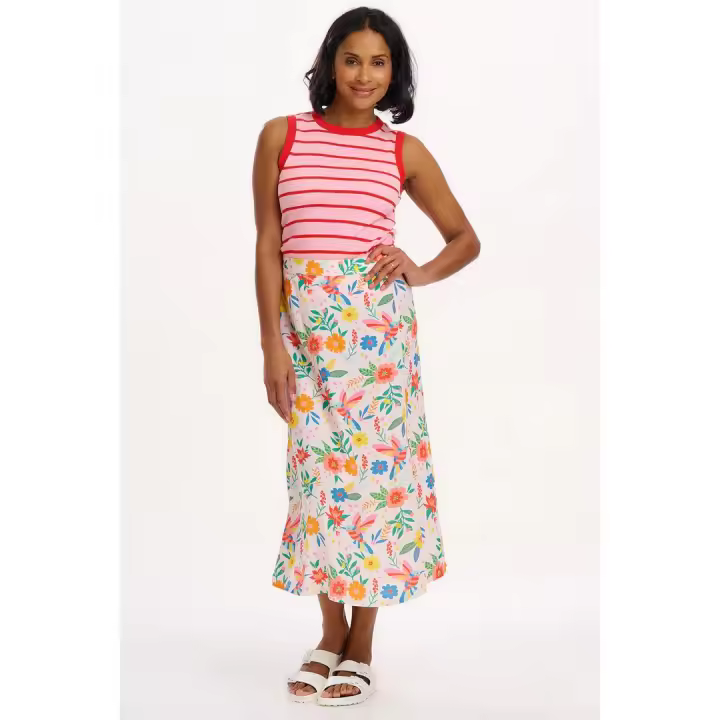 SUGARHILL BRIGHTON - Falda Rosalind color blanco roto estampado de colibrí tropical de Sugarhill Brighton - 1