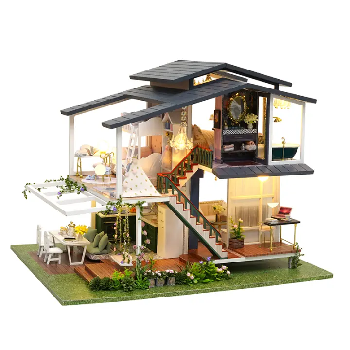 Puzzle 3D De Madera Para Niños Juguete Hecho a Mano DIY Pequeña Villa Jardín De Monet Regalo De San Valentín Para Novia - 1