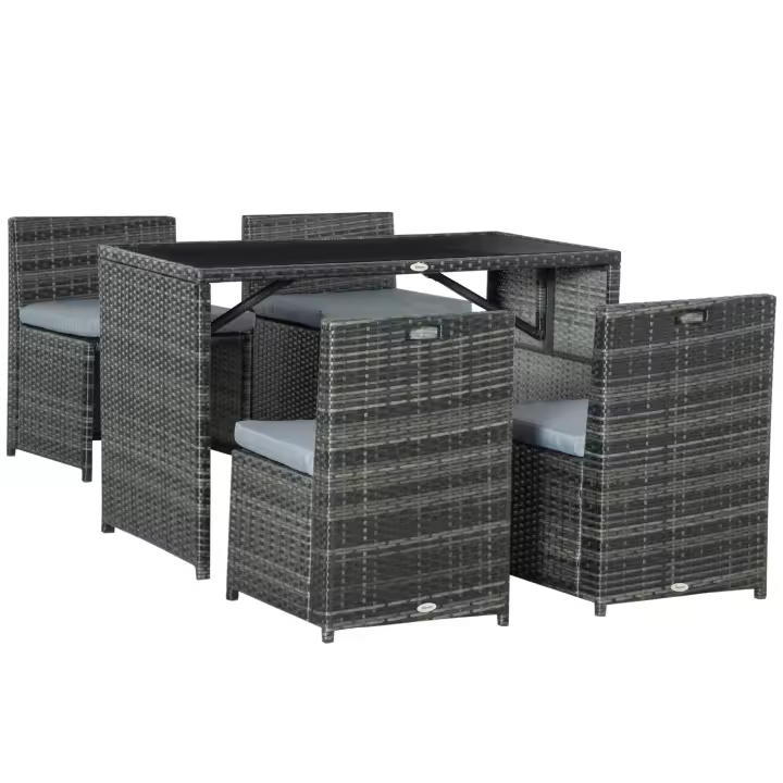 Outsunny 5 uds. Muebles de jardín de polirratán, grupo de comedor de ratán, conjunto de jardín, conjunto de sofás - 1