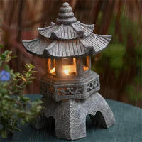 Estatua De Pagoda Solar Para Jardín Exterior Decoración Zen Con Luz LED Saltarina Luces De Jardín De Resina Estilo Japonés - details 7