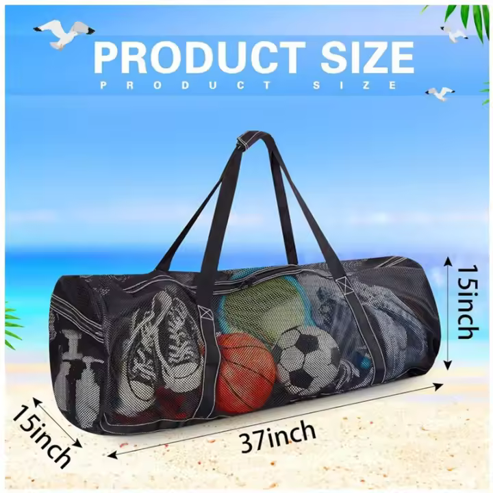 Bolsa de buceo de malla grande Bolsa de lona de malla con bolsillo con cremallera Bolsa seca de viaje para equipo de snorkel - 1