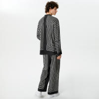 Conjunto De Ropa Casual Para Hombre 2024 Con Estampado Rayado Camisa De Manga Larga Y Pantalones V-Neck Estilo Callejero Talla S-5XL INCERUN - details 5