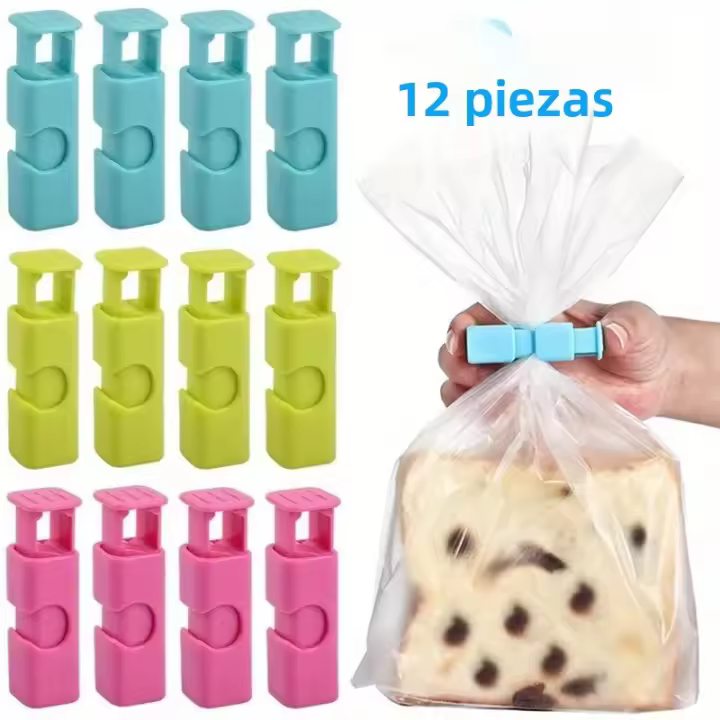 12pcs Clips De Alimentos Multicolor Reutilizable Y Duradero Con Mecanismo De Resorte Flexible Para Sellado De Bolsas De Papas Fritas - 1