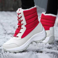 Botas De Mujer Impermeables Con Plataforma Para Invierno 2023 Botas De Tobillo Con Peluche Aislante Botas De Nieve Para Exterior - details 2