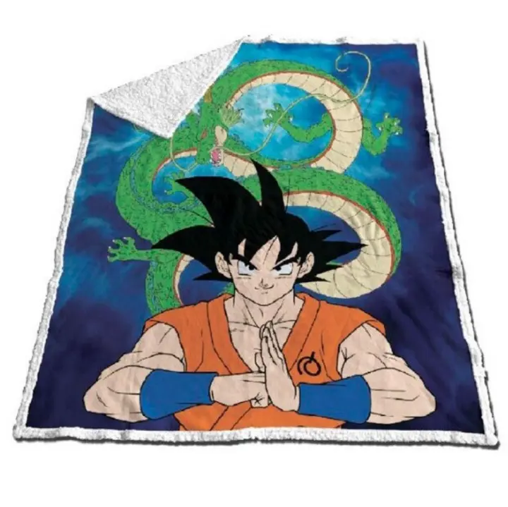 Manta Coralina Sherpa Dragon Ball Goku 120x150 cm con reverso de tacto borreguito - 1