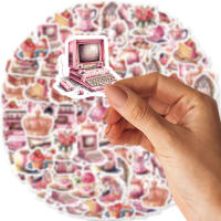 46pcs Pegatinas De Graffiti Rosa Para Laptop Y Maleta Con Diseños De Perfume Cámara Tacones Altos Decoración Resistente Al Agua PVC Clásico Juguete Para Niñas - details 4