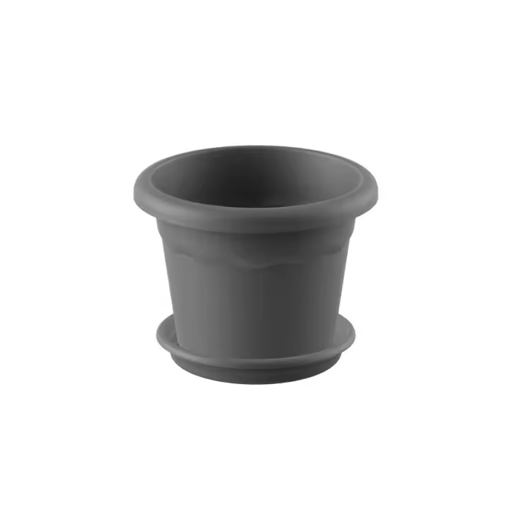 Plastiken Pack Maceta Redonda con Plato Color Antracita Terra 18x13 Cm - 1