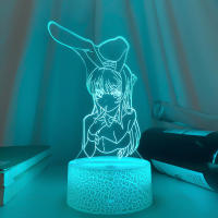Lámpara Nocturna LED 3D Ilusión ANIME BUNNY GIRL SENPAI MAI SAKURAJIMA KAWAII Cambio De Color Multi Para Regalo De Navidad - details 16