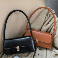 Bolso De Hombro Para Mujer Estilo Retro Tendencia PU Cuero Sólido Color Simple Bolso De Comunicación Con Manija Portátil Bolsos Casual - details 18