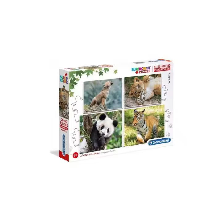 Puzzles cachorros animales salvajes progresivos 20-60-100-180 piezas CLE21409 - 1