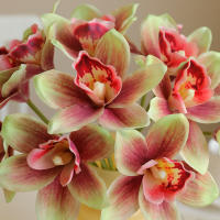 6Pcs/Lot Flores Artificiales De Seda Orchid Magnolia Cymbidium Para Decoración De Casa Fiesta De Primavera Y Bodas - details 4