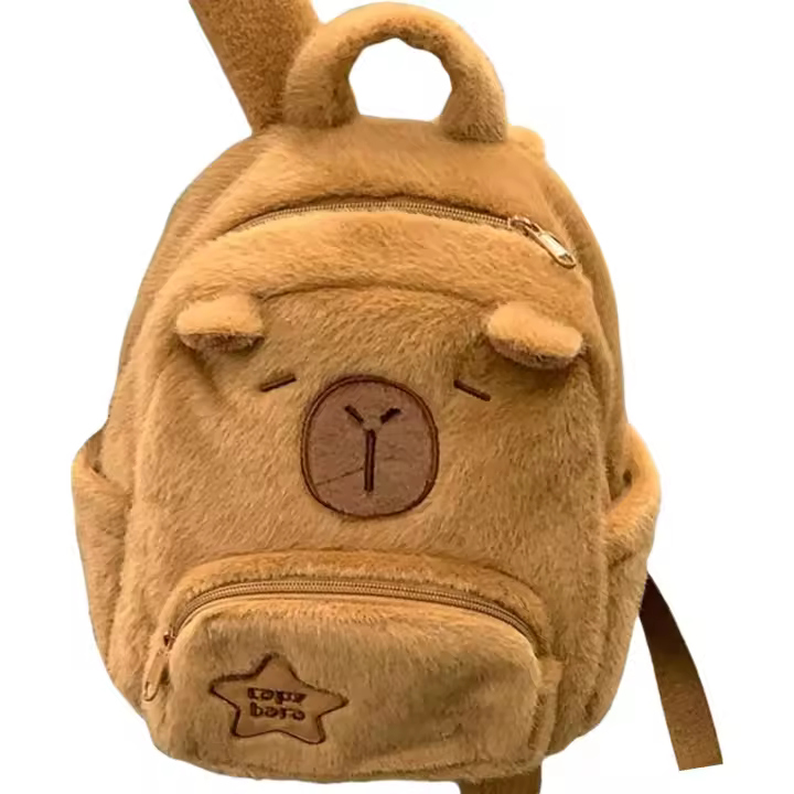Bonita mochila de carpincho, mochila multifunción de peluche, un bolso adorable y moderno para mujer. - 1