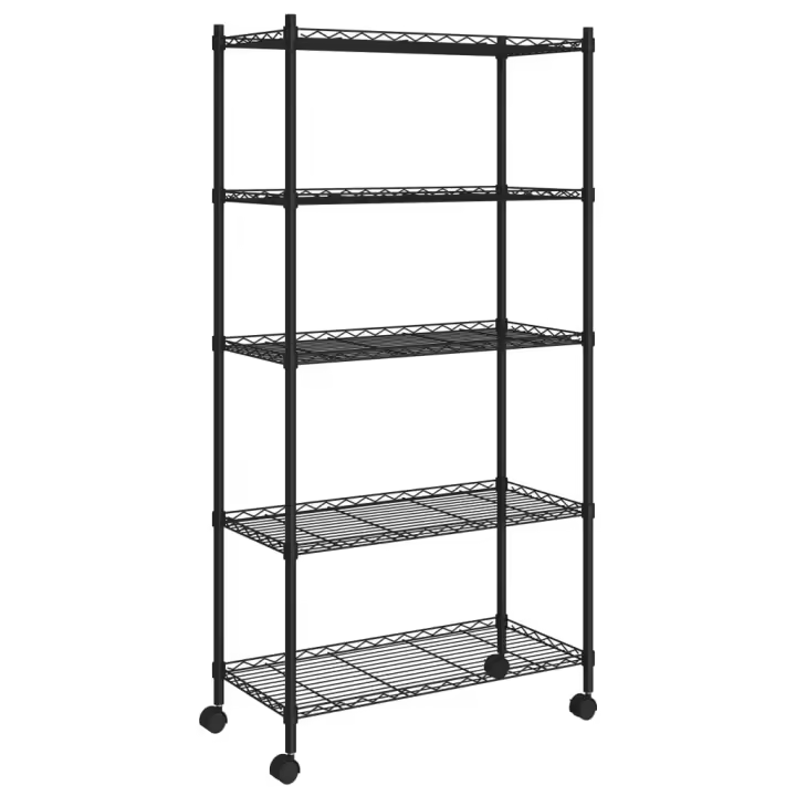 vidaXL Estante Almacenaje 5 Niveles Ruedas 75x35x155 cm 250 kg Armario Color Cromado,  Negro, y mas - 1