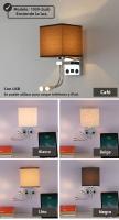 Lámpara De Pared Moderna E27 Con Luz De Lectura LED Y USB Para Dormitorio Sala De Estar Hotel Instalación En La Pared Material De Tela - details 7