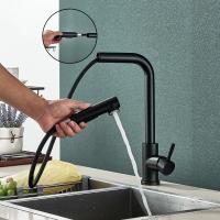 Grifo negro extraíble para fregadero de cocina, mezclador de agua fría y caliente de acero inoxidable, boquilla de pulverización, 2 modos, Flexible - details 6