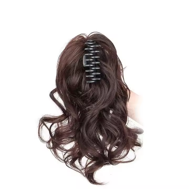 Extension De Cabello Sintético Ondulado Con Pinza Claw Para Mujeres Resistente Al Calor Pieza De Caudalino Clip-In Color Puro - 1