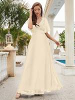 Vestido De Novia Sastre Unithorse Elegante Con Encaje Y Mariposa En Manga Chiffon Para Damas De Honor V-Neck Largo Al Piso - details 40