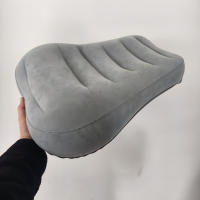 Cojín De Lumbar Inflable Gris Para Viajes De Larga Duración Cojín De Asiento De PU Para Avión Y Rail Cuello De Silla De Oficina Almohada De Lumbar De Tela Flocada - details 9