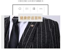 Traje De Negocios Elegante Con Chaqueta Y Pantalón Rayas Verticales Traje Tres Piezas Para Hombre Cierre Único Moda Coreana - details 7