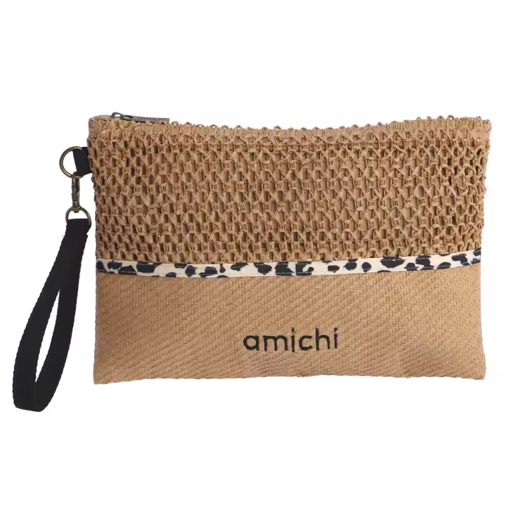 Neceser de playa de mano para mujer AMICHI Mango de rafia - 1