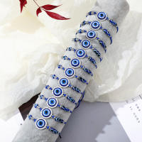 12 PCS Pulseras De Hilo Tejido Con Rhinestone Resin Azul Para Hombres Y Mujeres Moda Pulseras Redondas De Ojo Del Diablo - details 2