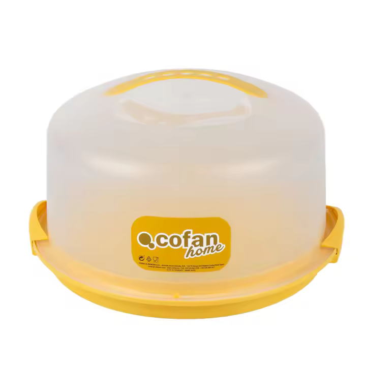 Cofan Tarteras Redondas en color Amarillo | Incluye Asa y Tapa | Medidas: 34,5 x 18,5 cm - 1